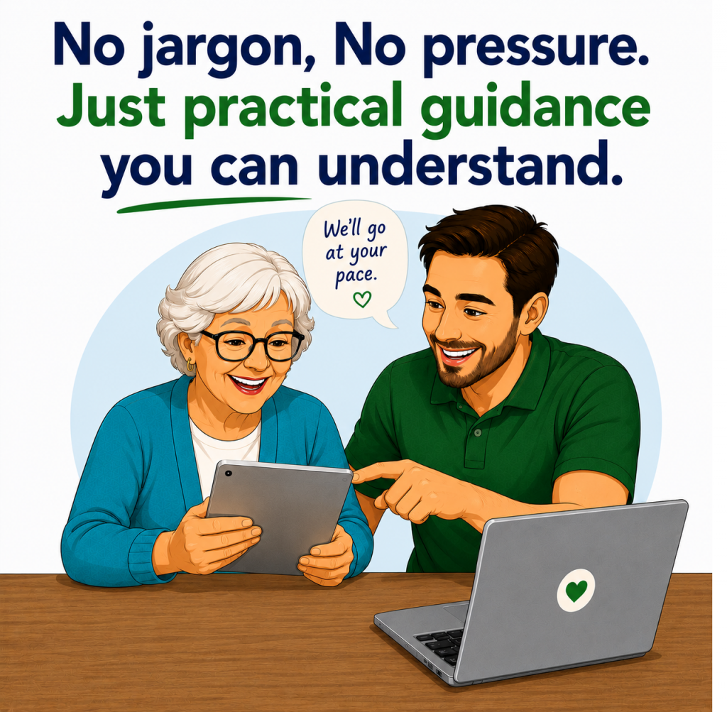No jargon, no pressure